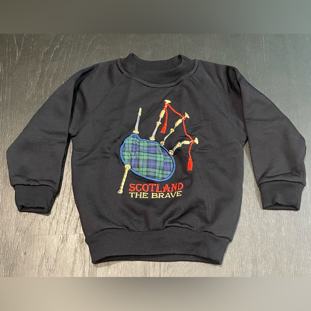 Glen Appin of Scotland Black Sweatshirt Boy Kid Age 2 Bagpipe